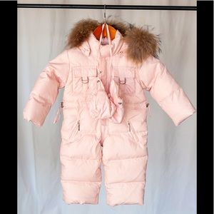 Girls snow suit with mittens